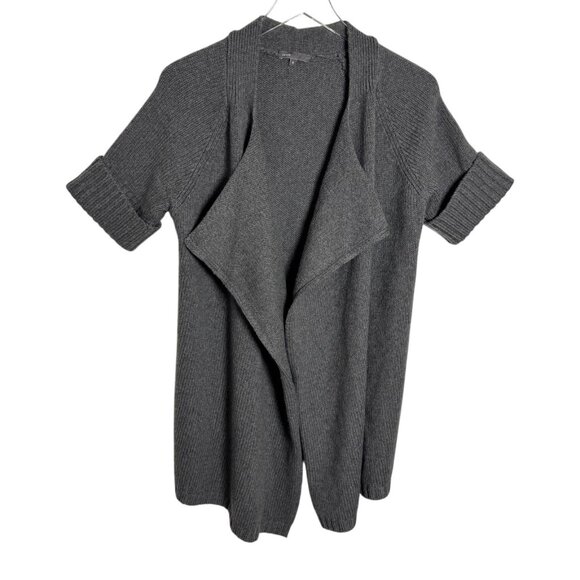 Vince Women’s size Medium Gray Wool Blend Short Sleeve open Cardigan Sweater - Picture 7 of 7